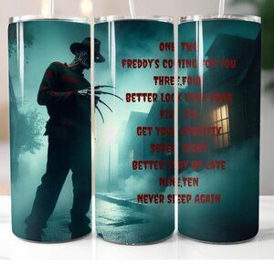 20oz. Straight Skinny Freddy Krueger Inspired Spooky Tumbler